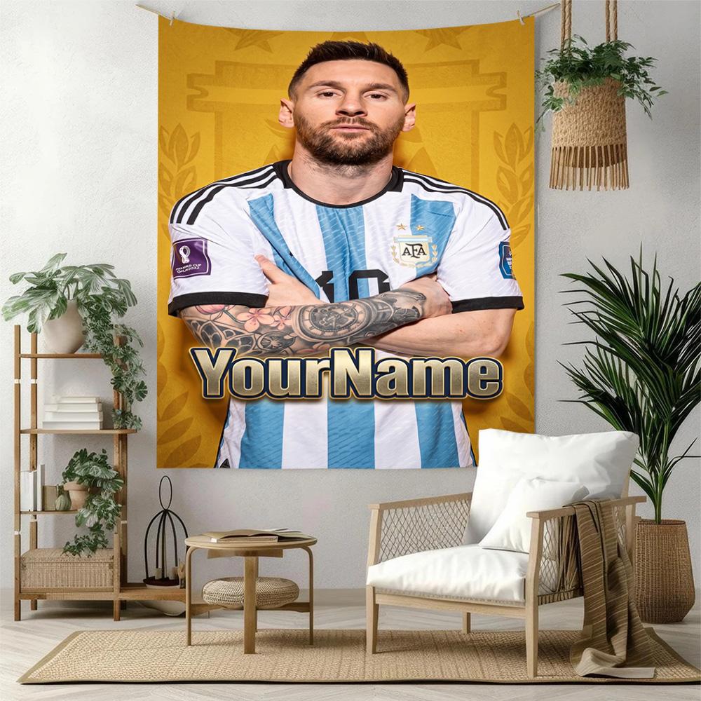 Messi Custom Your Name Wall Decor Tapestry Art For Pet Memorial Birthdaywedding Party Backdrop Family Gift