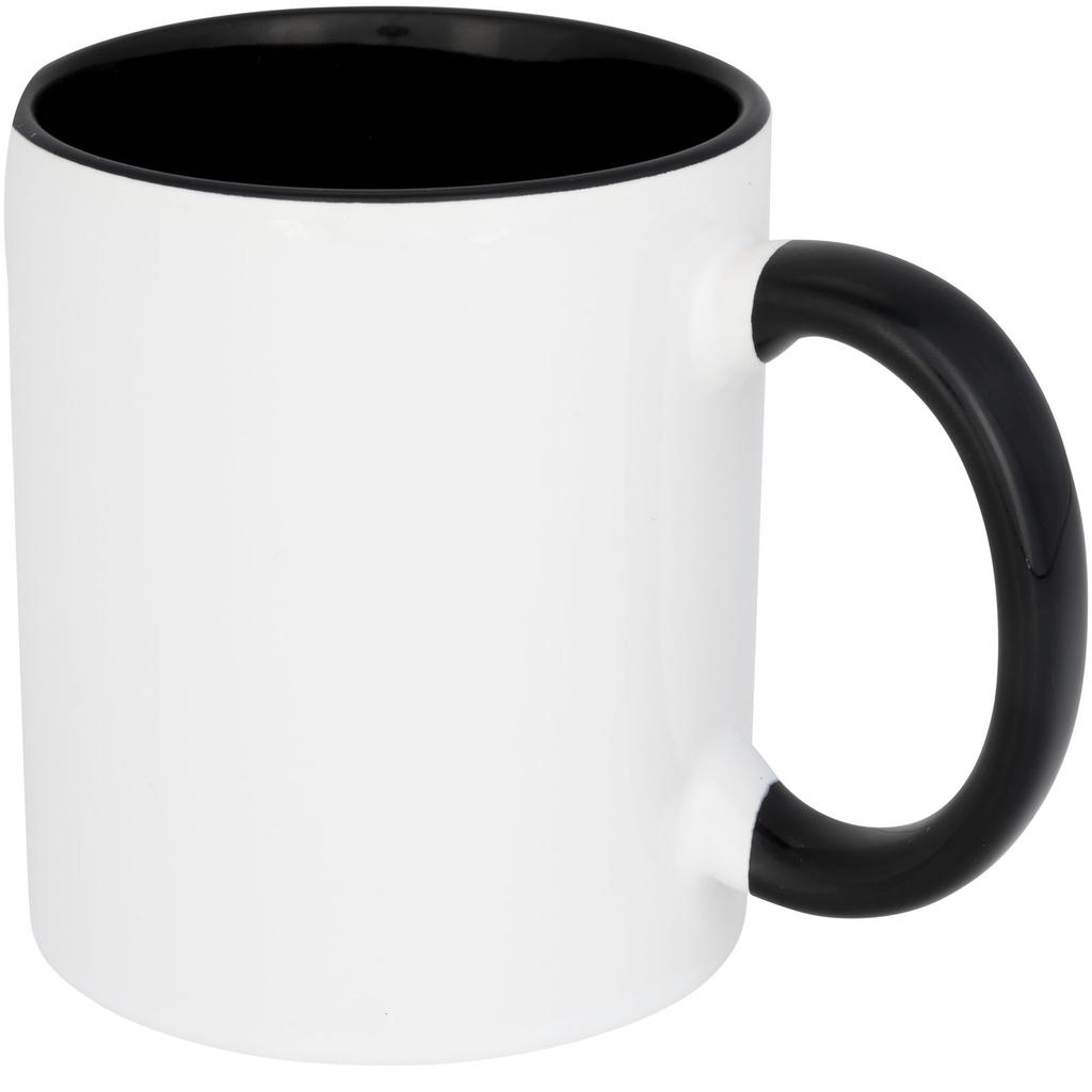Glass "Pix" 350 ml sublimation mug with colored handle and interior Solid black