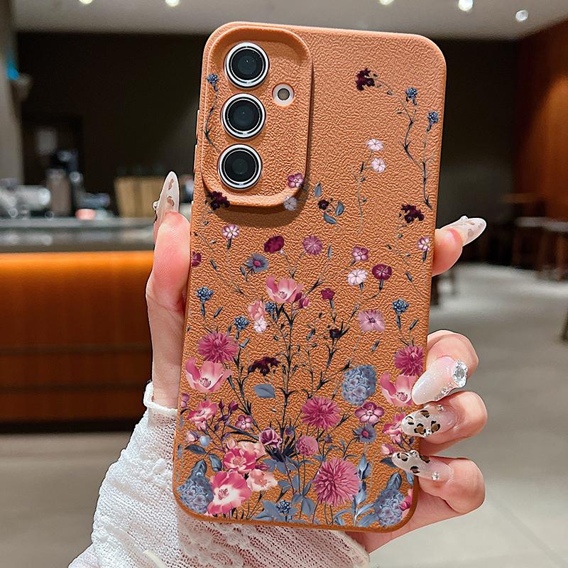 Фиолетовый Цветочный Чехол Для Samsung Galaxy S24 S26 S23 S22 S25 Ultra S21 FE A14 A16 A26 A36 A56 A15 A35 A17 A37 A57 A54 A55 5G Capa