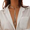 SHIXIN Sexy Flat Snake Chain Long Necklace for Women Punk Gold Color Cross Tassel Chest Necklace Luxury Neck Jewelry Banquet