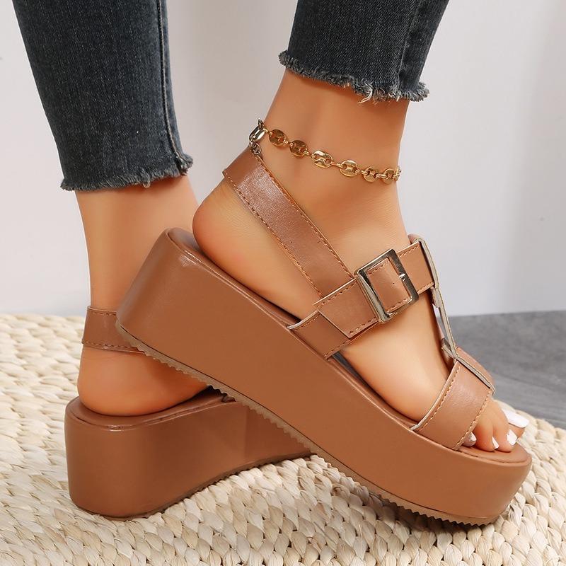 Пляжные сандалии большого размера на толстой подошве с однорядной застежкой