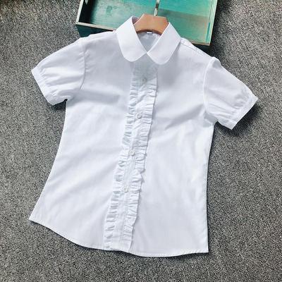Летние короткие рубашки для девочек-подростков, детская школьная форма, белые блузки с короткими рукавами для маленьких девочек, одежда для маленьких девочек, топы