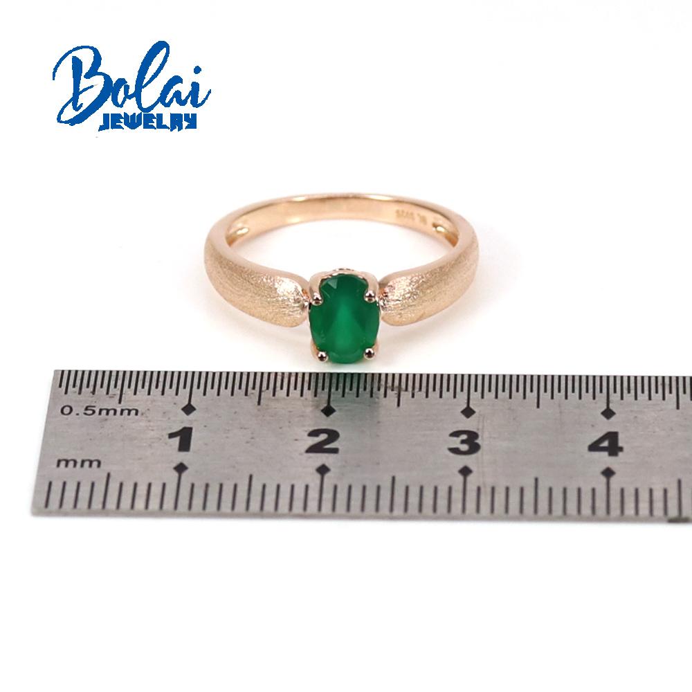 Bolaijewelry Серьги-кольца овальной формы 5*7 мм с натуральным зеленым агатом, комплект украшений из стерлингового серебра 925 пробы, розовое золото, изысканные украшения для женщин, подарок на годовщину