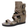 Fashion Women's Casual Sandals with Retro Design Wedge Heels Buckle Straps and Soft Sole for Everyday Wear