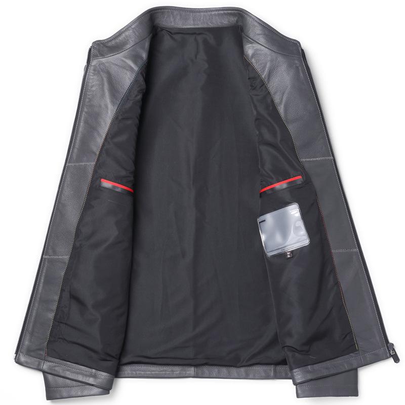 Leather Leather Jacket Leather Men's Leather Jacket Leather Casual Goatskin Men's Stand-Up Collar Casual Jacket