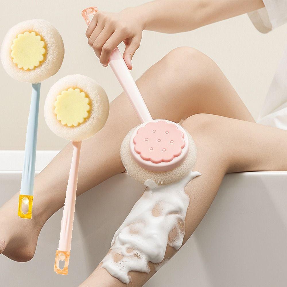 Long Handle Bath Brush Non-Slip Grip Shower Loofah Sponge Skin-friendly Body Scrubber Spa Use