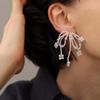 [AJIRO ACCESSORY] P389 earrings Large individuality ribbon Fashionable white cute gift present woman ladies occasion ajiro am1003