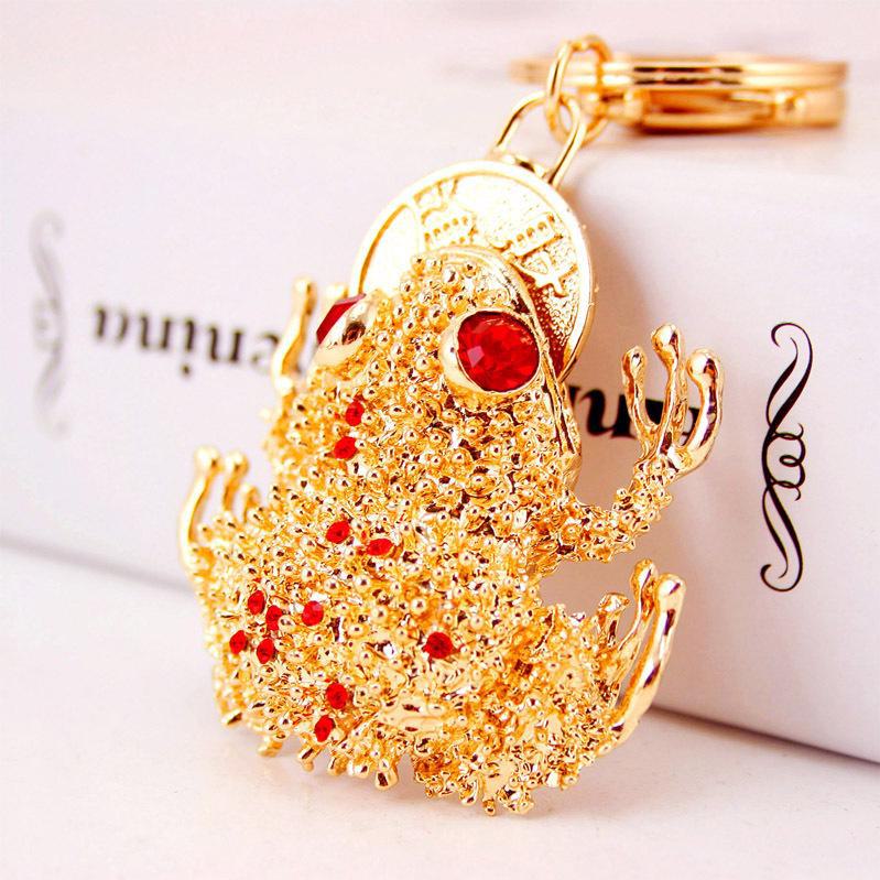 Креативный китайский фен-шуй брелок золотая жаба - металлический кулон в виде животного в подарок