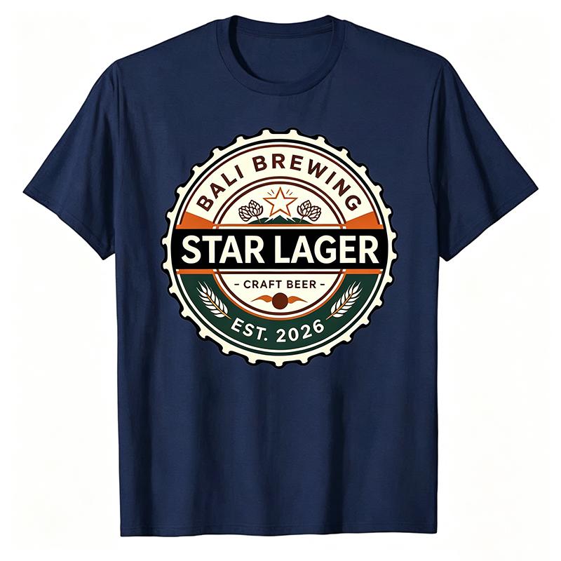 Unisexs Cotton Tshirt Short Sleeve Crew Neck Regular Fit Bintang Beer Bali Cool Gift Funny Outdoors High Quality Cotton Shortsleev