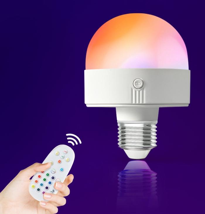 Rechargeable Light Bulbs with Remote Control E26/E27 Screw Mouth Atmosphere Light Bulb Timeable RGB Dimmable Magnetic Attraction