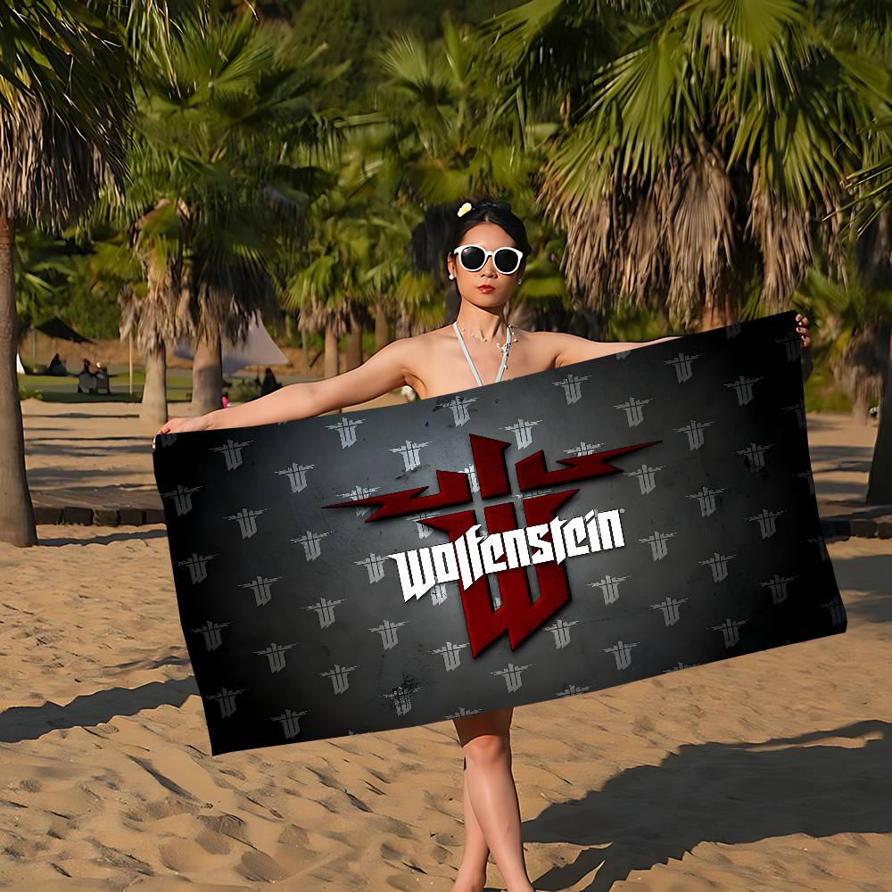 Wolfenstein Микрофибра Печатное Пляжное Полотенце Альпинизм Йога Пляж Плавание Бег Впитывающее Мягкое Полотенце