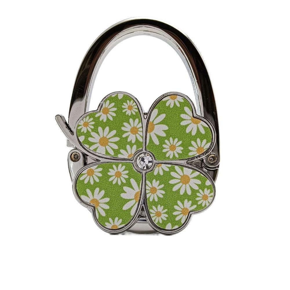 Прочный складной крючок для сумочки в виде четырехлистного клевера, креативный и красивый держатель для сумочки на стол.