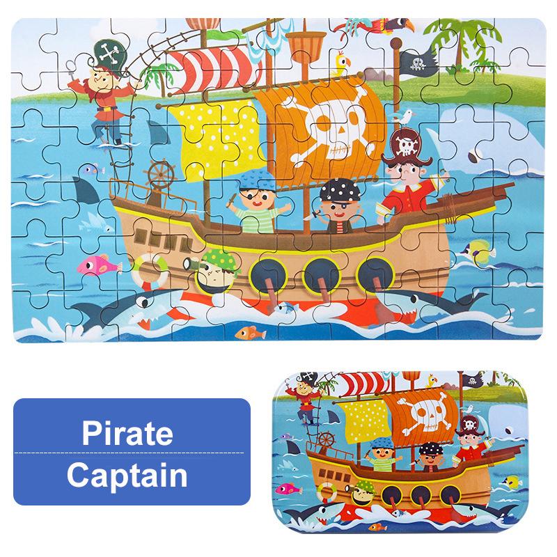 Пазл из 60 деталей, игры Монтессори, мультяшные животные, транспорт, пазлы с динозаврами для детей, развивающие игрушки, детский рождественский подарок