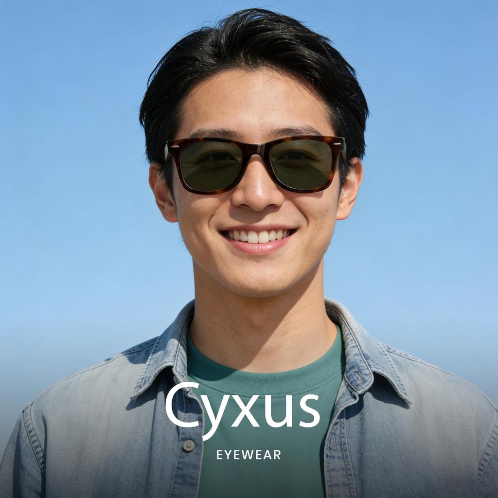 Солнцезащитные очки Wellington Acetate UV Унисекс Зеленые Линзы Черепаховая Оправа [Cyxus], Оправа, Защита, Стильные, (A1375G10 и Рама)