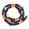 Natural Amethyst Mutli Aventurine Gemstone Smooth Beads Necklace 17" UB-4382 UB-4382