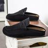 Men's Fashionable Soft Sole Slip In Half Slipper, Spring and Summer Fashionable Sole, Casual Sports Shoes, Suede Leather Surface