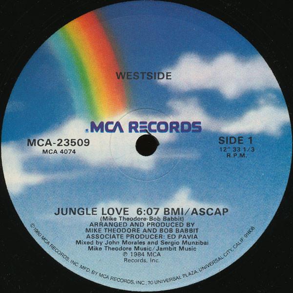 12inch Record WESTSIDE - Jungle Love MCA23509 MCA Records 1984 US Rap & Hip-Hop/R&B Used