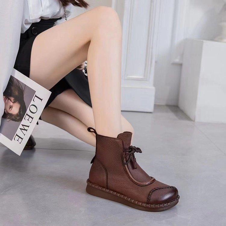 Модные ретро короткие ботинки на плоской подошве для женщин на весну, новые, повседневные, нескользящие, с мягкой подошвой, простые, удобные, универсальные одиночные ботинки