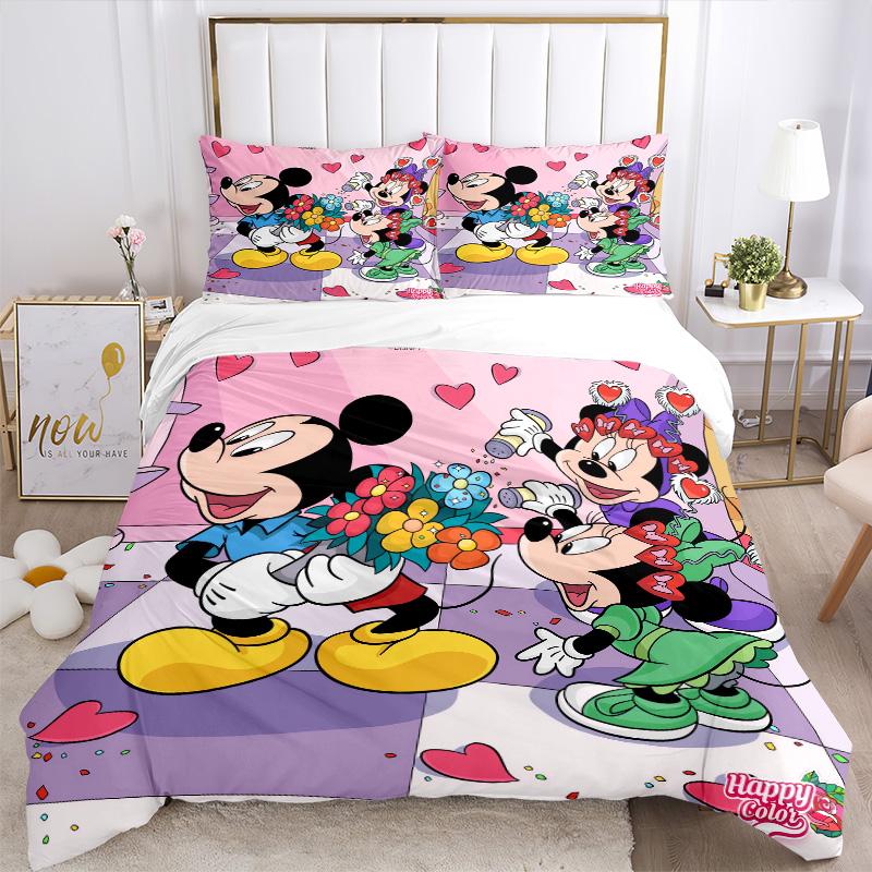 Mickey Minnie'S Valentine'S Day Print 3Pcs Bedding Setduvet Cover With 2 Bedropillowcase Home Birthday Gift