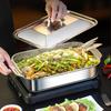 Multifunctional Stainless Steel Serving Tray Square Silver Food Platter Rust Resistant Dishwasher Safe Dinner Tray