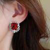 Серьги-гвоздики Huitan Bright Zirconia, женские свадебные церемониальные украшения, сверкающие красные серьги-гвоздики для женщин, эстетичные женские украшения