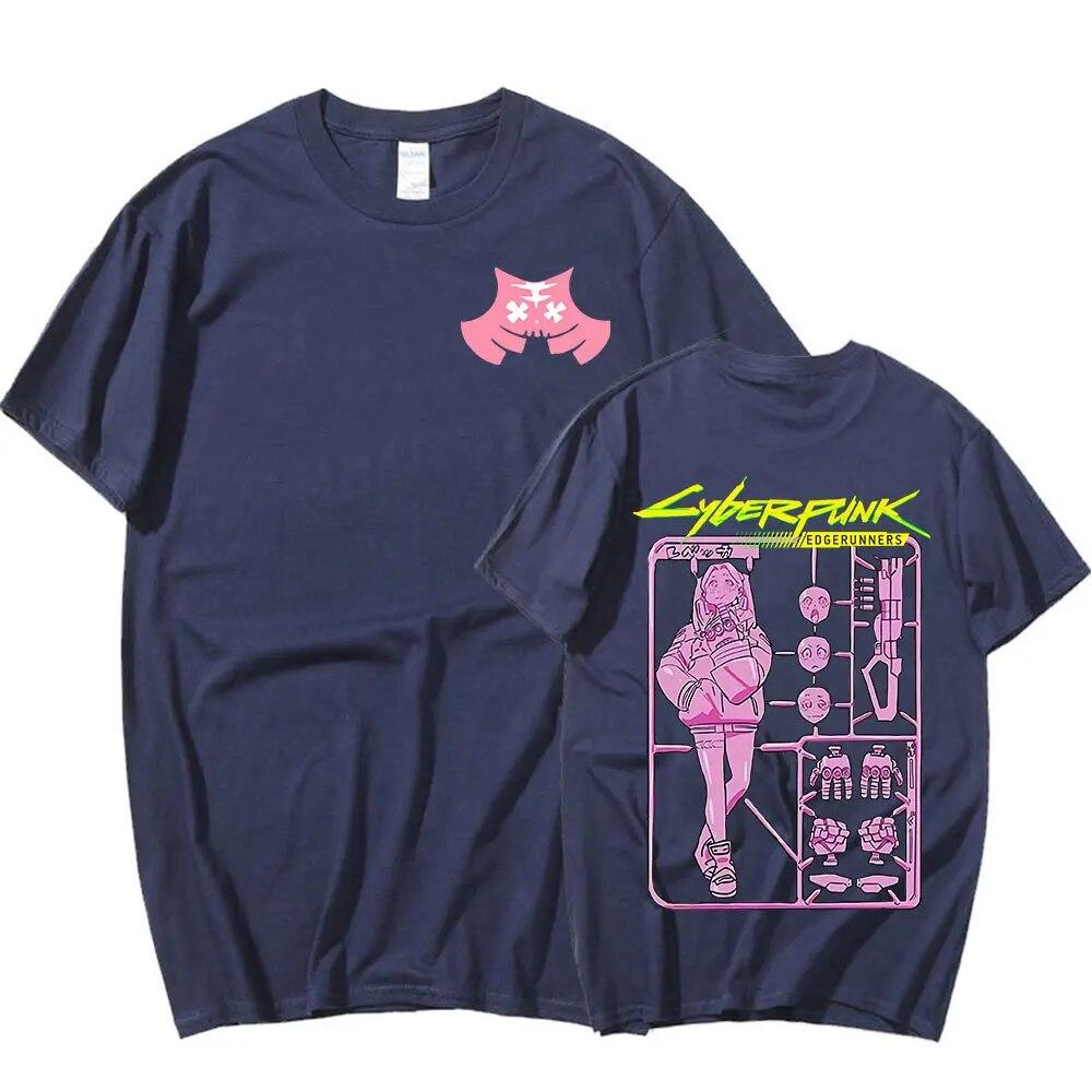 Футболка японского аниме Cyberpunk Edgerunners Rebecca Unisexga, футболка с короткими рукавами и рисунком, футболка большого размера, винтажные футболки, уличная одежда
