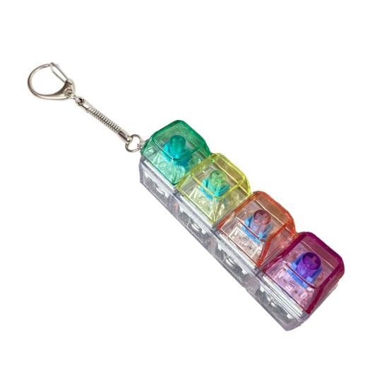 Игрушка-непоседа клавиатура с 4 клавишами со светом, снятие стресса, прозрачные колпачки, кликер для пальцев, брелок, кнопка для декомпрессии, сенсорная игрушка