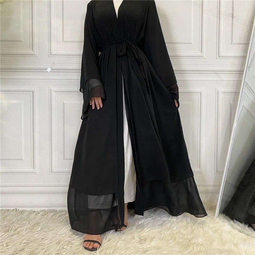 Dubai Abaya Chiffon Fashion Cardigan Muslim For Women Modest Robe Turkey Kaftan Ramadan Arabic Islamic Clothing