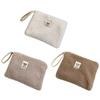 Portable Plush Makeup Bag  Solid Color Cute Fur Makeup Bag For Women Travel Make Up Toiletry Bag Washing Pouch Plush Pen Pouch