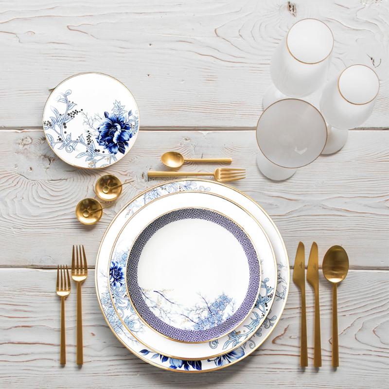 Китайские большие блюда и наборы тарелок, высококачественный костяной фарфор, кофейная чашка, керамические обеденные тарелки