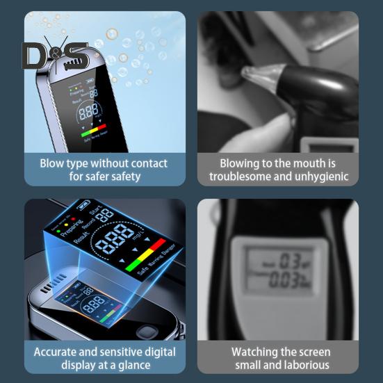 Портативный детектор респиратора Тестер ЖК-экран Цифровой дисплей Высокоэффективный смарт-чип для использования в путешествиях Компактный анализатор дыхания