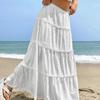 Plus Size Ruffle Hem Elastic Waist Skirt, Vacation Skirt for Spring & Summer, Women's Plus Size Clothing