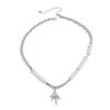SHIXIN Hip Hop Geometric Star Pendant Necklace for Men Retro Punk Imitation Pearl Choker Necklace Fashion Jewelry on the Neck