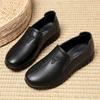 Spring Soft New Soled Mother Black Single Shoes Leather Non-slip Casual Comfortable Middle-aged Ladies Flat Shoes Ladies Shoes