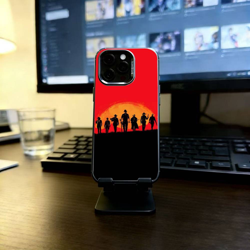 Чехол для телефона Red Dead Redemption 2 (RDR 2) для iPhone 17, 16, 15, 14, 13, 12, 11 Plus, Pro Max, XS, Цветной Серебристо-Черный Чехол