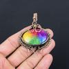 Rainbow Solar Quartz Gemstone Pure Copper Wire Wrapped Handmade Pendant Jewelry