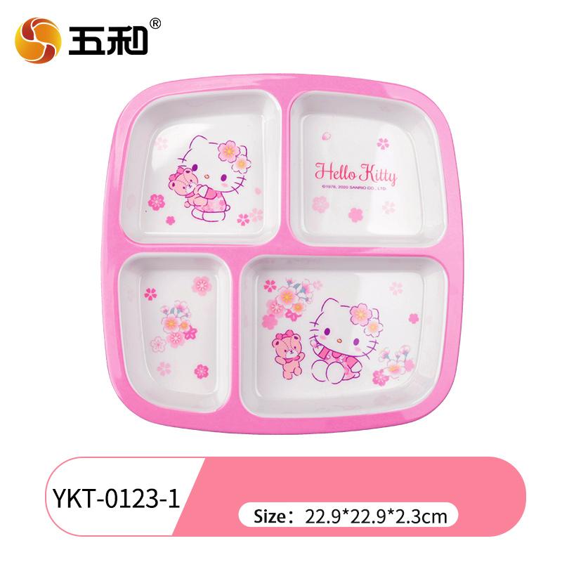 Для Hello Kitty Посуда Милый Цветок Вишни Детская Мультяшная Посуда Миска для Риса Салата Чашка для Воды Ложка Тарелка с защитой от ожогов