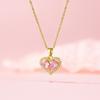 1 Pcs Women Fashion Accessories Inlaid Pink Glass Copper Pendant Necklace Hundreds of Light Luxury Style Jewelry
