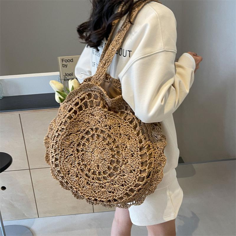 Летняя модная женская сумка на плечо большой емкости для пляжного отдыха из соломы