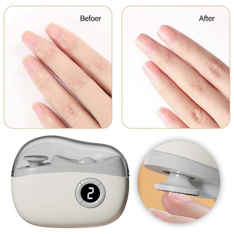 2 in-1 Electric Nail File Automatic Nail Clippers Electric Nail Clippers with Light Nail Trimmer for Kids Adults Seniors Gray gold