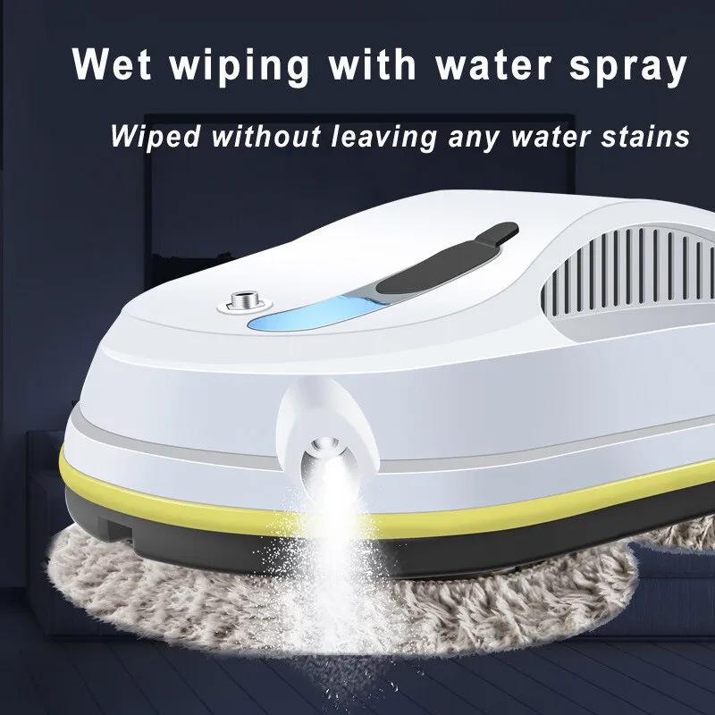 Smart Window Vacuum Cleaner with Automatic Water Spray Remote Control Glass Cleaning Robotic with Rags for Outdoor Indoor Highrise Window Tiles Door