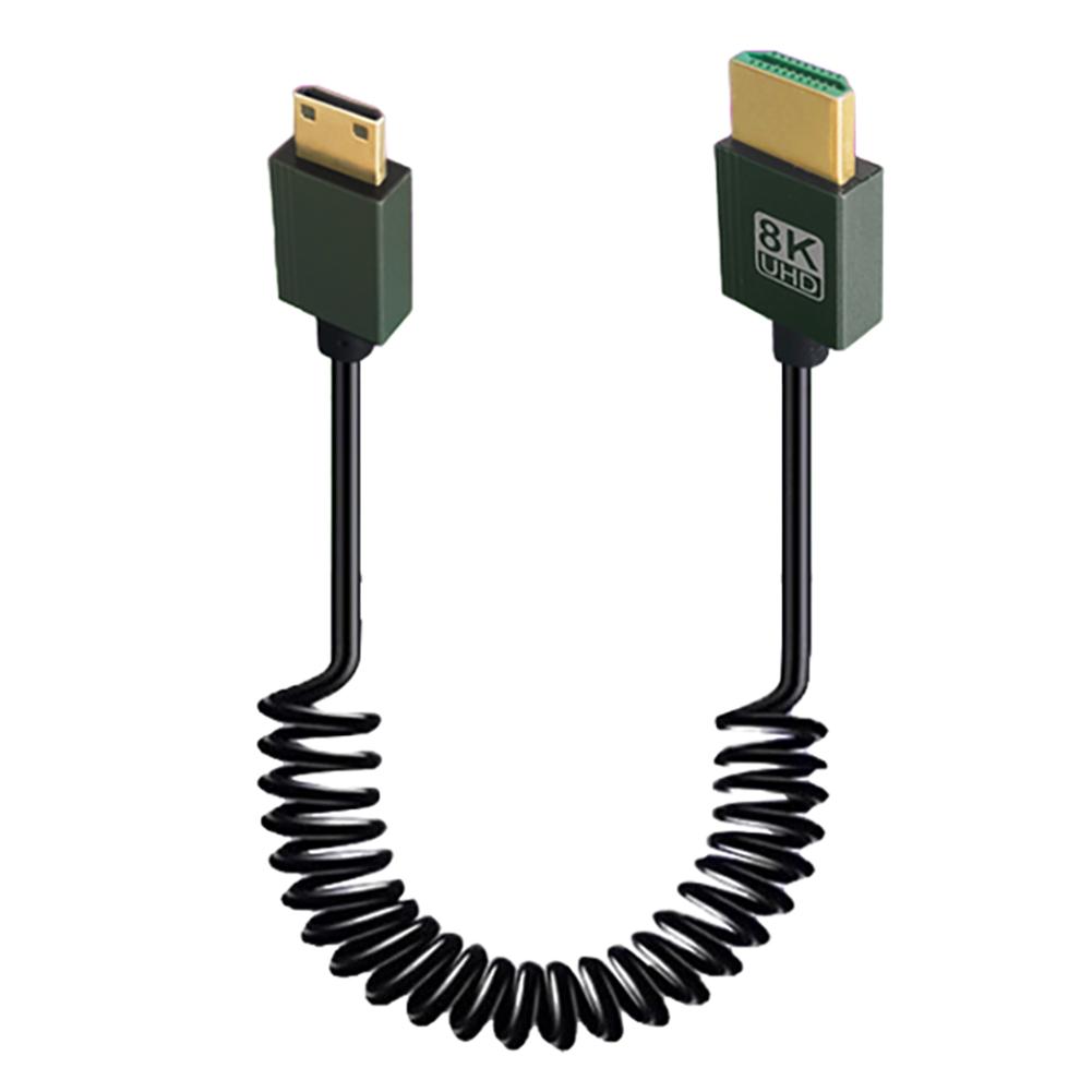 8K HDMI-Compatible To HDMI-Compatible Coiled Cable 48Gbps Extreme Thin HDMI-Compatible 2.1 Cable for Camera/PC/Monitor