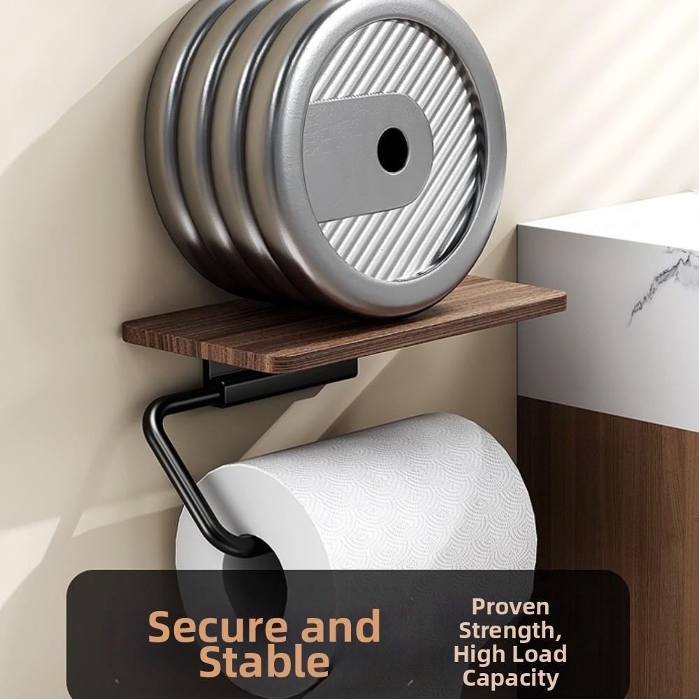 Wall Mounted Storage Organizer Rack Walnut Wood Grain Storage Shelf Toilet Paper Holder Hotel Room