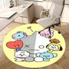 BT21 Kpop Коврик для стула Круглый ковер - Ковер для офиса, Машинная стирка, Нескользящий, Подходит для гостиных, спален