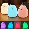 Cute Night Light Cat Silicone Animal Light Touch Sensor Colorful Child Holiday Gift Sleepping Creative Bedroom Home Lights