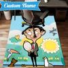 Custom Name Mr. Bean's Sunny Day Rug for Living Room, Game Rooms, Office, Bedroom, Floor Mat Playful Design, fan gifts Christmas decor