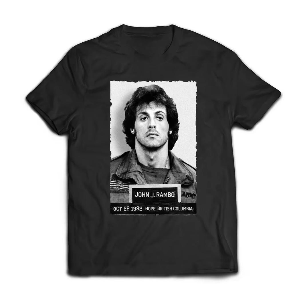 Casual Loose Streetwear Summer Retro Top John Rambo Themed Tshirt Iconic Movie Pattern Printed Cotton Tshirt