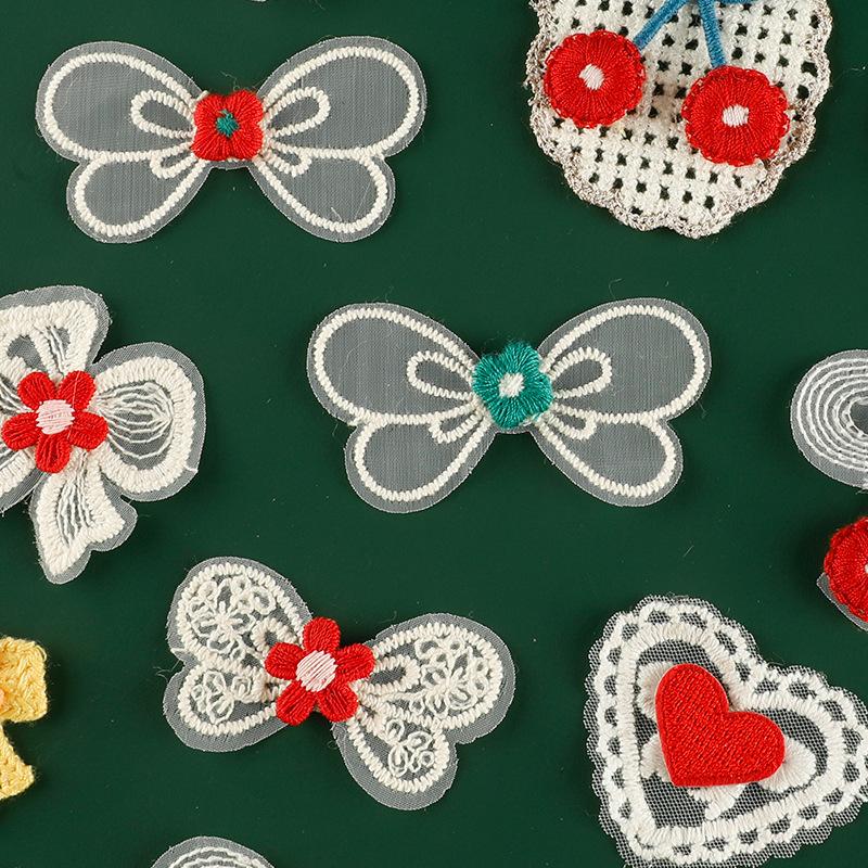 Оригинальная вышитая этикетка Аксессуары для волос Аксессуары Вишня Кружевная вышивка Наклейка DIY Нашивка Аксессуары для одежды Тканевая этикетка Тканевая наклейка
