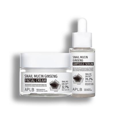Набор с муцином улитки и женьшенем: Крем для лица + ампульная сыворотка в сочетании с комплексом центеллы 3X
