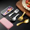 304 Stainless Steel Fork Spoon Set With Box Dessert Spoon Fruit Fork Outdoor Picnic Camping Travel Compact Mini Portable Tableware Set YLE209